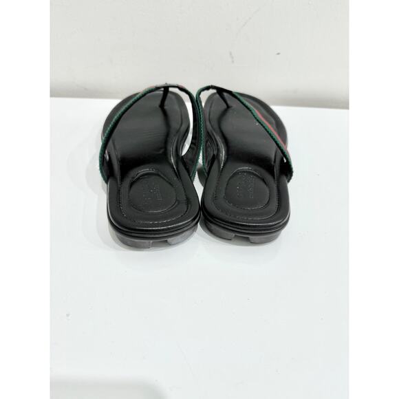 Gucci Web Leather Slip On Thong Flip Flop Flat Sandals Black Men's Size US 11.5 - Picture 5 of 5